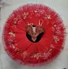 Stage Wear 2023 Professional Ballet Skirt Tutu Red And Black Pancake Swan Lake Children's Paquita Costume