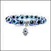 Beaded Strands 8Mm 10 Mm Acrylic Evil Blue Eye Palm Charms Bracelet For Men Women Beads Eyes Fashion Jewelry Valentines Day Drop De Dhnwx