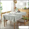 Table Cloth Yellow Diamond Geometric Cotton Tablecloth Simple Lattice Drop Delivery Home Garden Textiles Cloths Otk7N