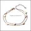 Other Bracelets Simple Design Stainless Steel Charm Bracelet 2 Layers Rose Gold Link Chain Mini Hearts Lover Fashion Sweety Style Fo Otsby