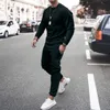 MEN MAWN TRACHSUITS Autumn Men Tracksuit Disual Solid Sports مجموعة Tshirt ذات الأكمام الطويلة 2 قطع Setspants العلامة التجارية للعلامة التجارية اللياقة البدنية 230130