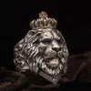 Anelli a fascia Punk Animal Crown Lion Anello per uomo Gioielli gotici maschili 714 Big Size228T Drop Delivery Dhmjs