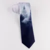 Bow Ties Mężczyzna Mężczyzna oryginalny design drukowany krawat 7 cm szary niebieski gradient krajobraz chiński styl retro imprezowy prezent studencki