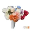 Decorative Flowers Wreaths One Fake Dahlia 3 Heads/Pece 21 Length Simation Autumn Chrysanthemum For Wedding Home Artificial Drop D Otoqp