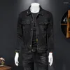 Herenjacks hoogwaardige motorrijders denim jas motorfiets jas mannen casual zwarte katoenen jeans lente herfst revers reve