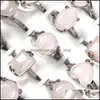 Pierścień Solitaire Fashion Pink Crystal Pierścienie damskie biżuteria róża kwarc 50pcs hurtowa 958 Q2 Drop dostawa dhhvx