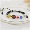 Beaded Strands Galaxy Planets Bead Bracelet For Women Men Natural Stone Universe Solar Yoga Chakra Handmade Braided Jewelry Wholesa Dh5Am