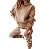 Calças femininas de duas peças 2 Pçs / set Ankle-banded Elastic Cintura Mulheres Hoodie Set Mangas Compridas Com Capuz Casual Solto Sporty Winter Tracksuit para