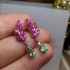 Stud Earrings KJJEAXCMY Fine Jewelry 925 Sterling Silver Inlaid Natural Emerald Ruby Luxurious Women's Support Detection Fashion