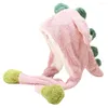 Animal de chapeau de peluche de dinosaure de bérets avec l'oreille drôle mobile pour des femmes