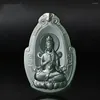 Pendentif Colliers Bijoux Naturel Hetian Saphir Sculpté Guanyin Hommes Et Femmes Noir Vert Jade Collier Chaîne Exquise