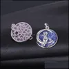 Charms Cat and Moon Natural Stone Charm Hollow Alloy Back Crystal Necklace Pendant borttagbara s￶ta smycken Tillbeh￶r C3 DROP DELIVE DHWJU