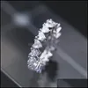 Anelli a fascia Anello per dito con zircone eterno Cz Matrimonio Irregar Fidanzamento cubico bianco Cuore d'amore Gioielli con consegna a goccia Ot4L2