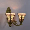 Wall Lamp Style Retro Corridor Double Head Arabic Western Region Colored Glass Living Room Dining