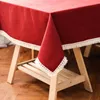 Nappe de Table en velours résistante à l'huile, couleur unie, couverture rectangulaire pour pique-nique, décoration de thé pour la maison, dentelle JK257Z