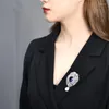 Brooches Fashion Trend Exquisite Inlaid Blue Zircon Pendant Brooch Women Attend Banquet Party Gift Jewelry