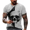 Camisetas masculinas Crânios de verão Camisetas de personalidade de impressão 3D para homens/mulheres esportivas harajuku tops soltos casuais camisetas de grandes dimensões xxs-6xl 230131