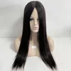 Peruki Brazylijskie dziewicze włosy Human Human Sily Prosty Black Color 1B# 4x4 Jedwabny Top Topper dla białych kobiet