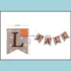 Banner-Flaggen, Jute-Sackleinen, Herbst, Happy Thanksgiving Day, Ernte, Kaminsims, Girlande, Wimpelkette, Dekoration, Drop-Lieferung, Hausgarten, F Otbyh