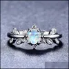 حلقات الكتلة 5 PCS الكثير من الأم هدية FL Blue Fire Opal Gems 925 Sterling Sier for Women Ring