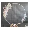 Party Decoration Wedding Props Birthday Decor Wrought Iron Circle Round Ring Arch Backdrop Lawn Artificial Flower Row Stand Wall She Dhzfg