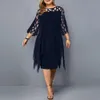 Plus size Dresses Size Summer Lace Mesh Sexy Elegant Midi Party Sequin Dress Loose Long Sleeve Women's Clothing Clubwear 4XL 5XL 6XL 230130