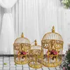 Bird Cages Iron bird cage decoration family hanging flower frame prop wedding 230130