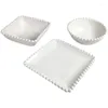 Piatti francese piatto con perline bianche in ceramica retrò perla colazione farina d'avena ciotola da dessert set di forniture da cucina