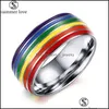 Bandringe Edelstahl Regenbogen Ring für Frauen Männer Colorf Kreuzstreifen Homosexuell als Valentinstag Modeschmuck Giftz Drop Lieferung DHFR4