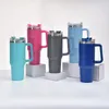 Wholsale 40oz Handle Car Tumblers med lockplastiska sugrör 1200 ml rostfritt stål Vattenflaskor Färgglada drickskoppar Dubbelväggisolerad tumlare FY5528