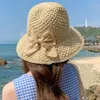 Wide Brim Hats Raffia Women's Cap Beach Hat Summer Panama Straw Bags 2023straw Or Wicker Bucket Sun Bow Visor