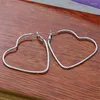 Kolczyki Hoop Przyjazd 925 Silver 52 mm Big Heart for Women Wedding Biżuteria Prezent