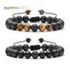 Kralen strengen verstelbare vulkanische lava stenen kralen bracelet streng yoga etherische oliediffuser kralen gevlochten armbanden bangle genezen ot6n8