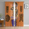 Curtain African Women Ethnic Giraffe Elephant Tulle Curtains For Living Room Chiffon Voile Sheer Window Bedroom