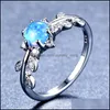 حلقات الكتلة 5 PCS الكثير من الأم هدية FL Blue Fire Opal Gems 925 Sterling Sier for Women Ring