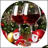 Décorations de Noël Décoration de verre à vin Bonne année Père Noël Bonhomme de neige Moose Party Bar Table Pad11179 Drop Livraison Accueil Gar OT75X