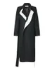 Dames Trenchcoats EAM Dames Zwart Doorgestikt Lang Big Size Reversmouwen Los Windjack Mode Lente Herfst 1W51909 230131