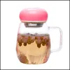 Другое напиток Creative Cute Cute Flower Tea Cup Office Portable Transparent Coffee кружки Pure Color Letter Printed Прекрасное подарочное стекло Wat Dhwdt