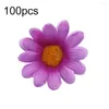 Dekorativa blommor 100st konstgjorda blommor DIY Dekor Fake Silk Sunflower Heads Wedding Floral