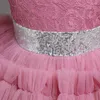 Robes à paillettes pour bébés filles, vêtements de princesse à col haut, en Tulle, pour mariage, anniversaire, demoiselle d'honneur, soirée