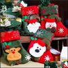 Dekoracje świąteczne Tree Socks Festival Festival Prezent Apple Candy Bags Cartoon Snowflake Xmas Party Fireplace Wll571 Drop del dhto0