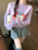 Damestruien schattig fruit knitde warme bijgesneden trui vrouwen 2023 winter Koreaanse mode 2000s kleding y2k lange mouw pullover kawaii gewas