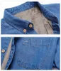 Mäns casual skjortor kvalitet varm vinter denim jeans klänning män fleece fodrad sammet knapp ner märke manlig botten m4xl 230130