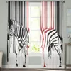 Kurtyna zabawne zwierzę Zebra farba czarna biała tiulowe leczenie okna Sheer zasłon do salonu dekoracja sypialni