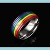 Bandringe Edelstahl Regenbogen Ring für Frauen Männer Colorf Kreuzstreifen Homosexuell als Valentinstag Modeschmuck Giftz Drop Lieferung DHFR4