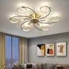Ljuskronor lyxigt modernt tak ledde med fläkt gipsophila guld svart för vardagsrum sovrum hem dekoration interiör belysning