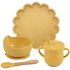 Tasses, plats, ustensiles 4 pièces, Design assiette en Silicone pour bébé, tasse, bol, cuillère, ensemble sans BPA, plats pliants pour bébé, vaisselle d'alimentation Portable pour enfants 230130