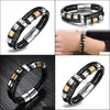 Charm Bracelets Leather Bracelet Jewelry Magnetic Buckle Feature Mens Braided Drop Delivery Dhbja