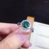 Anelli a grappolo ANGELO NERO Forma di fiore unica Argento 925 Lusso CZ Creato Verde Blu Moissanit Gemma Anello aperto per le donne Gioielli da sposa