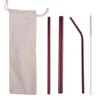 Stainless Steel Straw Sets Colorful Drinking Straws with Brush Reusable Metal Straw Barware Cup Tumblers Accessories Supplies